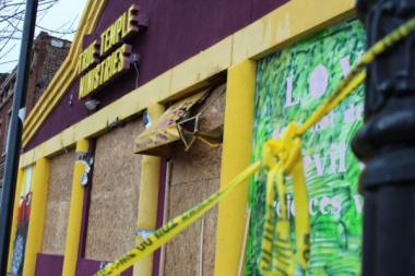 The windows of the True Temple of Apostolic Faith, 3816 W. Madison St., were boarded up after a fire ripped through the building early on Oct. 22, 2012.