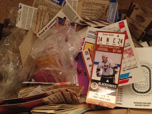 <p>Bob Gertenrich has hundreds of ticket stubs from his decades of attending Chicago Blackhawks home games.</p>
