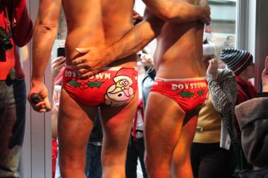 People went all out for the Boystown Santa Speedo Run on Saturday, Dec. 1, 2012, fom leather straps across bare chests to festive holiday bows atop teeny-weeny speedos.