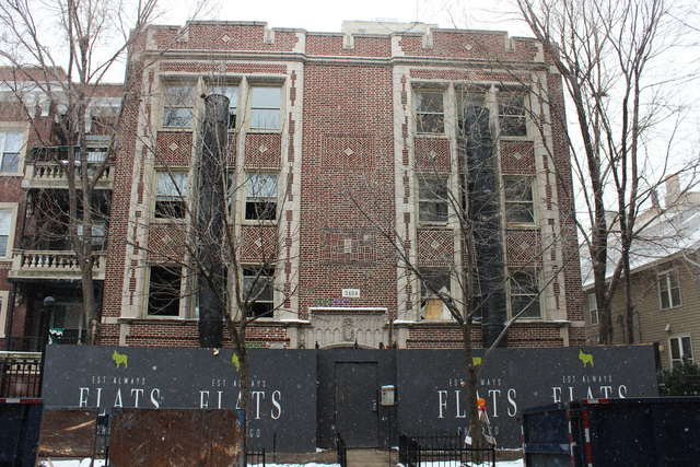 <p>The FLATS Chicago building at 5051 N. Kenmore Ave. in Edgewater is under renovation.</p>
