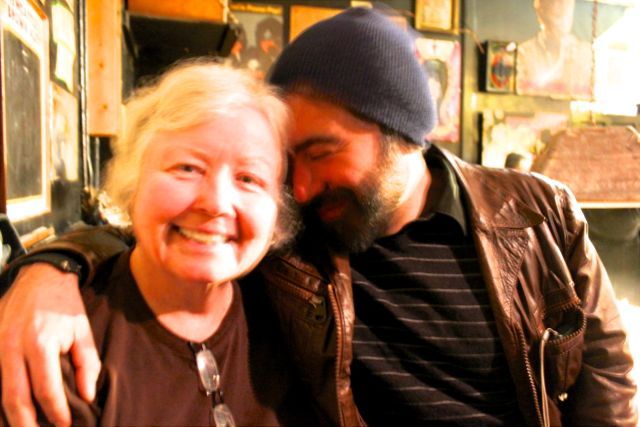 <p>Mary Ann Reid gets a hug from tenant and friend Chris Trejo during a memorial gathering for her daughter, Susan A. Stursberg at Club Foot, 1824 W. Augusta Blvd., Sunday. Stursberg, 45, a bartender and co-owner of Wicker Park bar Gold Star, 1755 W. Division St., <a href=