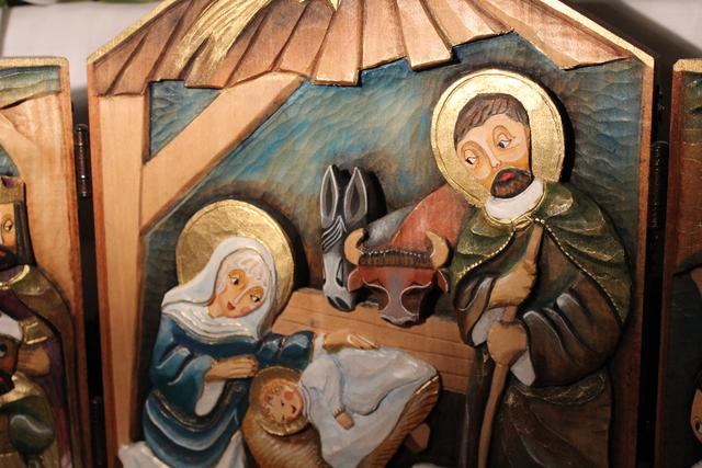 <p>Wooden nativity currently on display at Holy Family catholic church through the Christmas season.</p>
