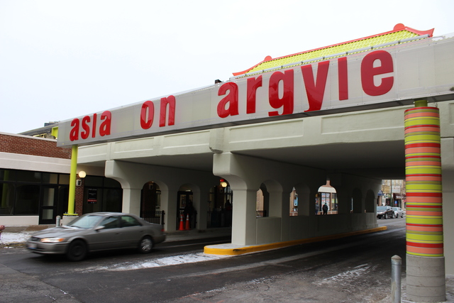<p>A view of the sign from the south side of Argyle.</p>
