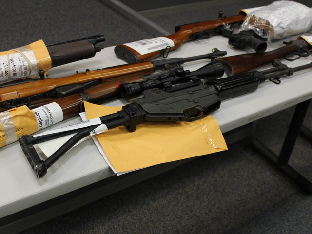 <p>A small sampling of firearms police say were seized from city streets.</p>
