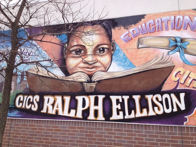 <p>A mural outside the gym of CICS-Ellison High School in Auburn Gresham.</p>

