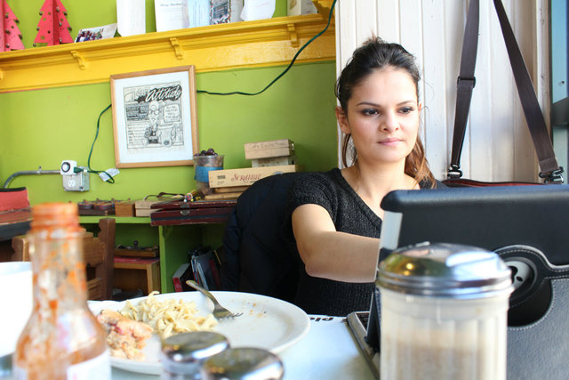 <p>Esmirna Garcia, 29, has been coming to the cafe regularly since her freshman year of high school. Cafe Jumping Bean just recently celebrated its 19th anniversary.</p>
