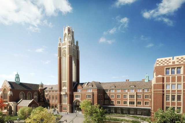 <p>The new foyer of the Becker Friedman Institute will link the two wings of the building where an alley used to be.</p>
