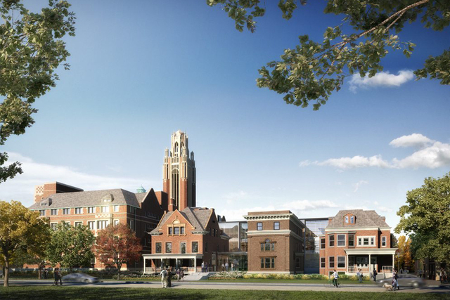 <p>The new extension of the building will link the University of Chicago economics department with office space in former nursery school buildings.</p>
