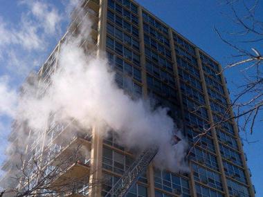 A fire raged in a South Shore high-rise in the 6700 block of South Shore Drive.