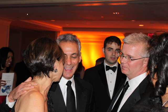 <p>Mayor Rahm Emanuel mingles at the Illinois Inaugural Ball in Washington, D.C., on Saturday.</p>
