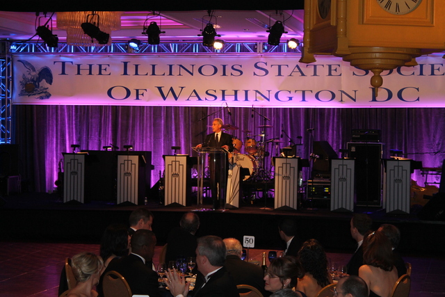 <p>Mayor Rahm Emanuel speaks at the Illinois Inaugural Ball in Washington, D.C., on Saturday.</p>
