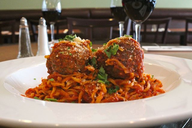 <p>Hand-rolled linguine and homemade meatballs at Isabel's Restaurant in Lincoln Park.</p>
