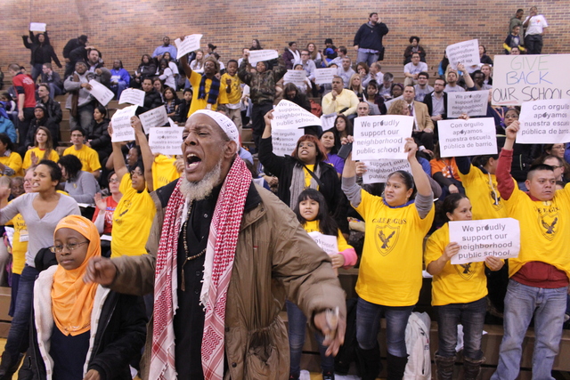 <p>Spencer Bey, 63, whose daughter is a student at Gale Elementary shouted down Chicago Public Schools officials at a community meeting Monday night. He said he felt disrespected at the meeting. "They need to put more money into schools," he said.</p>
