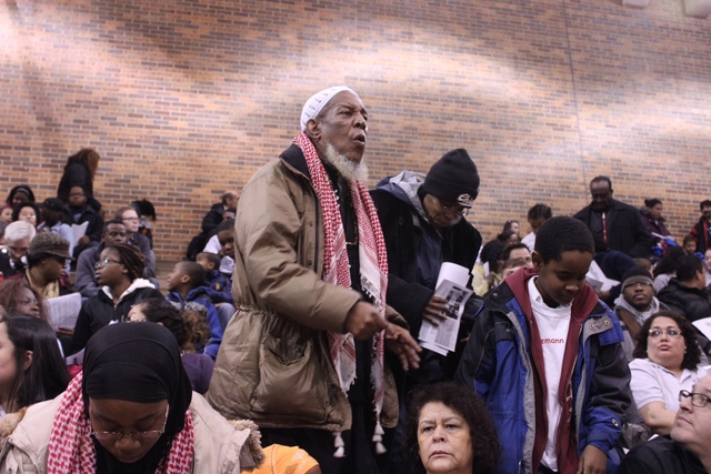 <p>Spencer Bey, 63, whose daughter is a student at Gale Elementary shouted down Chicago Public Schools officials at a community meeting Monday night.</p>
