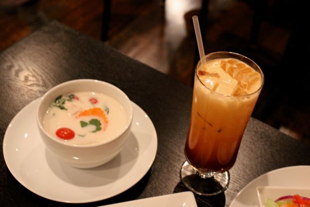 <p>Tom Kha soup is made of light coconut milk served with chicken, fresh lime juice, lemongrass, citrus leaves, <a href=