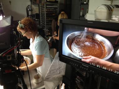  Angel Food owner and pastry chef Stephanie Samuels is used to having cameras in her kitchen. She was filmed in July 2012 during a shoot for the Cooking Channel's "Unique Sweets." 
