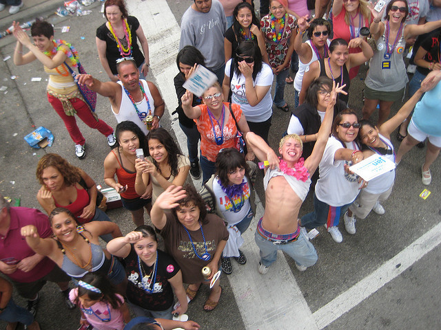 <p>Pride Fest will be a week earlier than the Pride Parade. Here, parade attendees in 2008 smile for the camera.&nbsp;</p>
