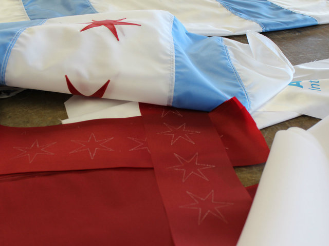 <p>Among the biggest sellers are City of Chicago flags, sold in all sizes.</p>
