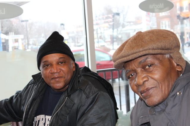 <p>William Hunt (from l.) and Cleveland Ford are two friends who meet weekly at the McDonald's restaurant at 7900 S. King Drive to talk about every thing from sports to politics over a cup of coffee.</p>
