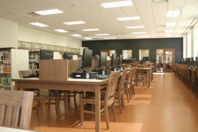 <p>Interior of the newly renovated Humboldt Park Library, which will reopen Saturday.</p>
