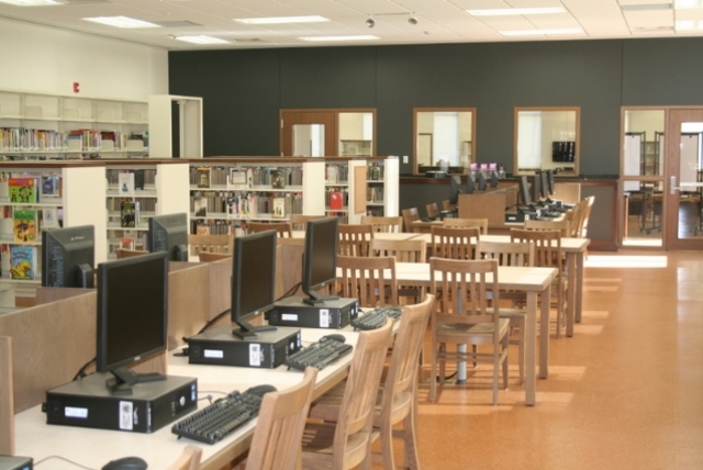 <p>Interior of the newly renovated Humboldt Park Library, which will reopen Saturday.</p>
