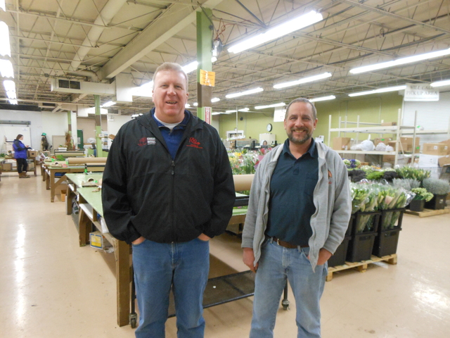 <p>Dan Andrews, left, and Gary Gardiner are expecting a big day of business Monday at Kennicott Brothers.</p>
