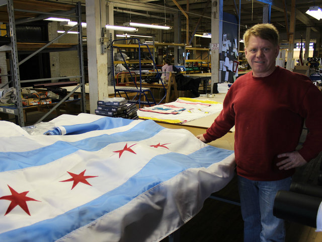 <p>Mike Olson presides over Advertising Flag Company Inc., a South Side flag manufacturer that lost all of its inventory after a massive fire broke out at a warehouse next door in January.</p>
