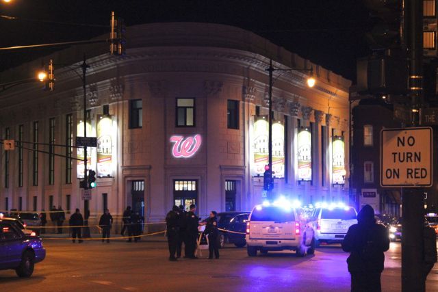 <p>Police blocked off the Milwaukee-Damen-North avenues intersection around 12:15 a.m. Wednesday after police shot a suspected armed robber.</p>
