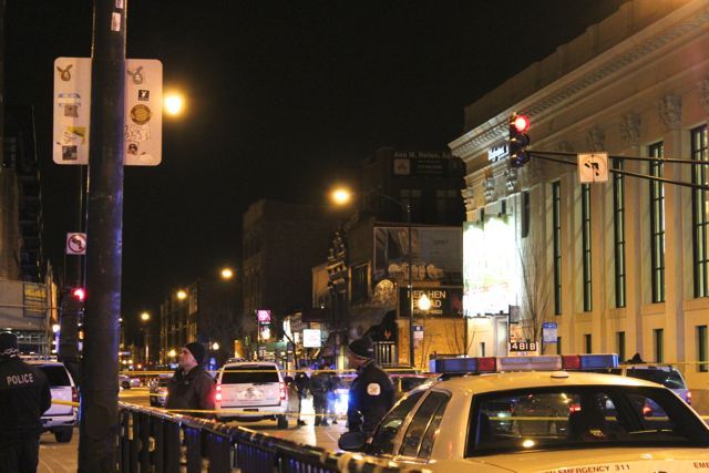 <p>Police blocked off the Milwaukee-Damen-North avenues intersection around 12:15 a.m. early Wednesday, shortly after an suspected robber was chased and shot by a cop.</p>
