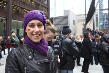 Hundreds of women danced as part of a worldwide movement to raise awareness for violence against women.