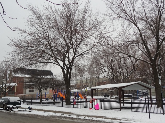 <p>Vivian Gordon Harsh Park is tiny tot lot at 45th and Oakenwald Avenue &mdash; a quiet, hard to find block in a North Kenwood historic district.<br />
	&nbsp;</p>
