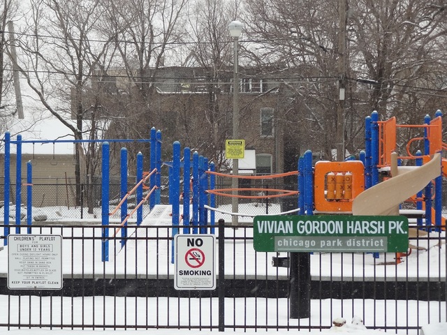 <p>A children's playground at Vivian Gordon Harsh Park.</p>
