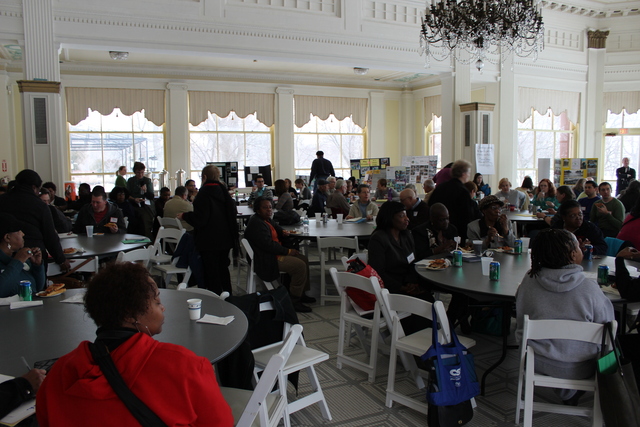 <p><span>Community members aired concerns about park security on Saturday at the South Shore Cultural Center.</span></p>
