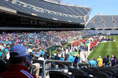 More than 3,000 athletes parade through Soldier Field Tuesday morning to kick off the Special Olympics Spring games.