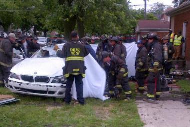 Derek Thomas, 48, died after crashing a car into a South Side home Thursday morning.