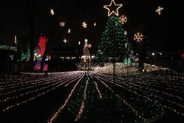 The display features two million Christmas lights, ice skating, train rides for kids and Santa Claus.