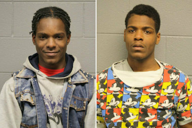 Quran Guyton (r.), of the 10100 block of South Aberdeen Street, and Alvin Guyton, of the 2800 block of East 79th Street, were both ordered held on $80,000 bond.