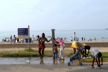  Some 90 students from Peck Elementary School will team up with local FedEx employees to clean Rainbow Beach, 3111 E. 77th St. 