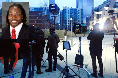  University of Wisconsin running back Melvin Gordon, a possible first-round draft pick, was filming in Mary Bartelme Park Sunday night ahead of the NFL Draft on April 30.  