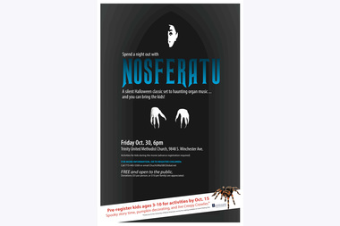 Trinity United Methodist Church in Beverly will host a 'Night Out With Nosferatu' at 6 p.m. Friday. The classic silent horror film will be shown along with a live organ accompaniment.