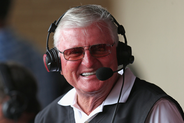  Television broadcaster Ken 'Hawk' Harrelson chats with fans during a break between innings as the Chicago White Sox take on the Texas Rangers at U.S. Cellular Field on August 6, 2014 in Chicago. 