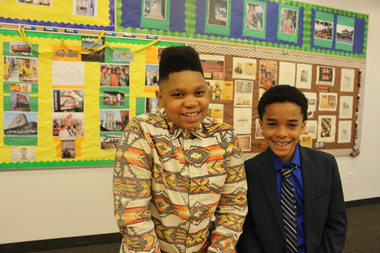 (from l.) Tyshaun Zollicoffer and Lamar King, both 12, are enrolled in High Jump's enrichment program.