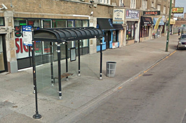 A bullet struck the windshield of a bus near Smilin' Jim's Saloon in the 6300 block of Western Ave., according to police and witnesses.