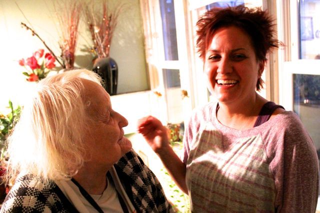 <p>Marcella Juszynski shares a laugh with her granddaughter, Kim, who lives just a few doors away and checks in with her grandma once and often multiple times daily. The women both suffer from insomnia and often chat late into the night.&nbsp; "She helps me more than I help her," Kim said.</p>
