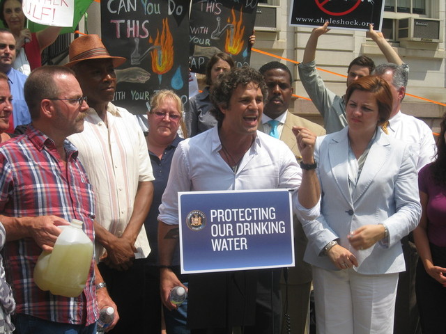 Actor Mark Ruffalo urged New Yorkers to stand up against gas drilling in the state.