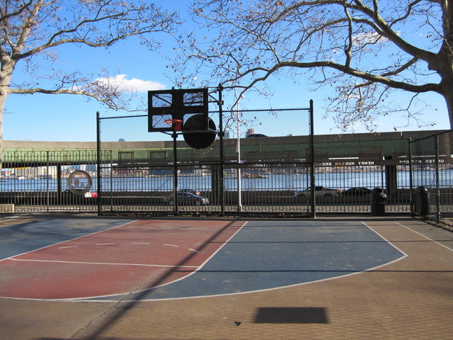 The basketball courts at Robert Moses playground would not be affected. 