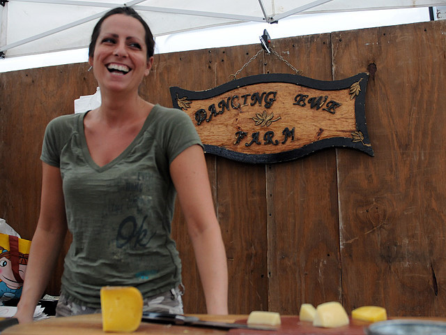 Luisa Somers, 32, at her cheese stand at the Union Square farmers' market on July 8, 2011. 