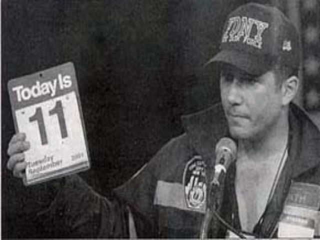 Gary Marlon Suson held up the calendar he found at Ground Zero after 9/11. The date was frozen at the time of the towers' collapse.