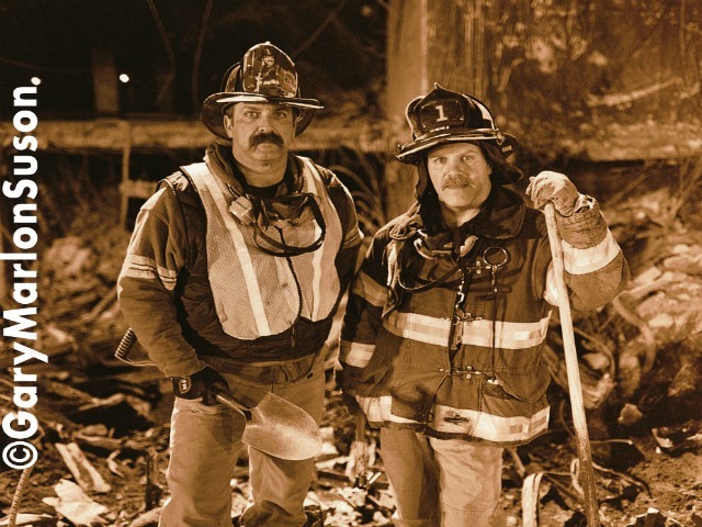 Firefighters Ralph (left) Geidel and his brother Mike (right) Geidel. 