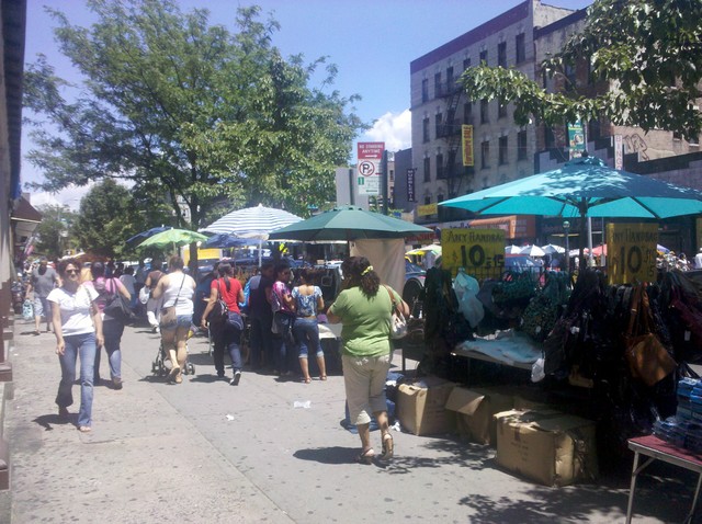 Vendors crowd St. Nicholas Avenue.